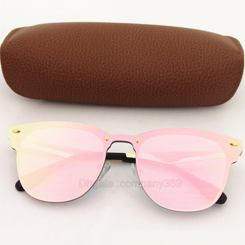 

Hot Selling NEW Pink Colorful Sunglasses For Men Summer Gold Frame 55mm UV400 Protection Fashion Eyewear Men Sun glasses 7 Colors With box, White;black