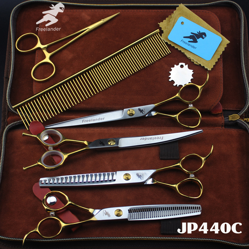 

7 inch pet hairdressing scissors set pink set high class pet dog scissors hair care & styling grooming kit