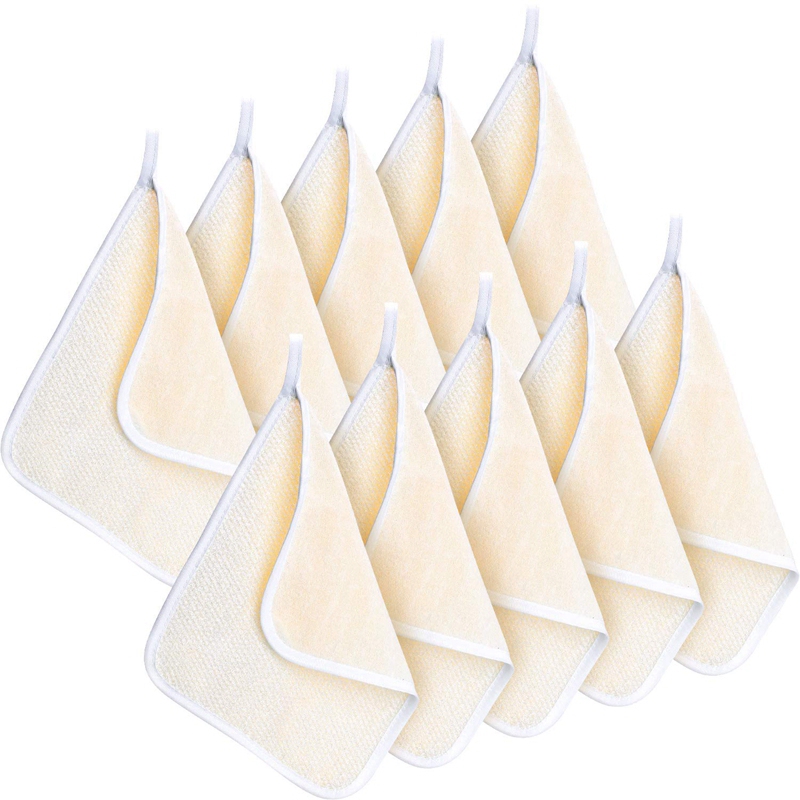 

Exfoliating Face and Body Wash Cloths Towel Soft Weave Bath Cloth Exfoliating Scrub Cloth Massage Bath for Women and Man, Beige