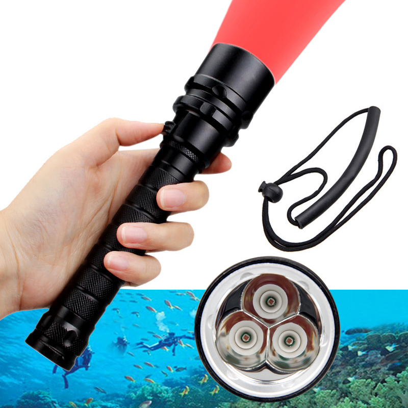 

800 Lm SCUBA Diving 3x XPE RED LED Snorkeling Dive Torch lamp Lantern+18650+CH