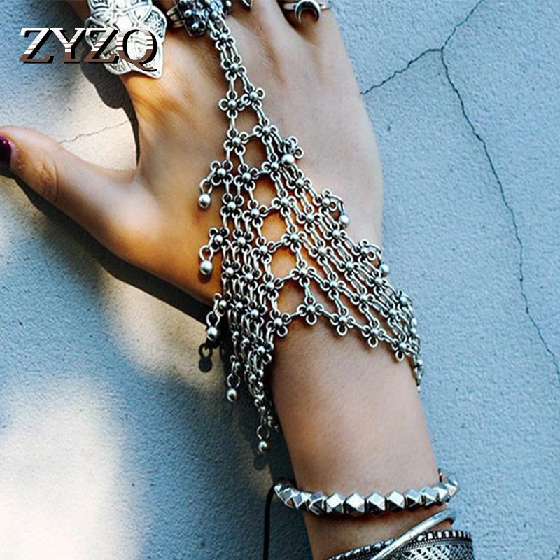 

ZYZQ Luxury Bohemia Vintage Women Bracelets With Full Of Flower Joint Bracelets Wholesale Lots&Bulk Cocktail Party Accessories