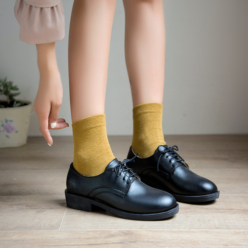 

YMECHIC Woman Shoes 2020 Autumn Lace Up Block Chunky Heels Street Leisure Punk Oxford Shoes for Women Med Heel Pumps 34-43, Black