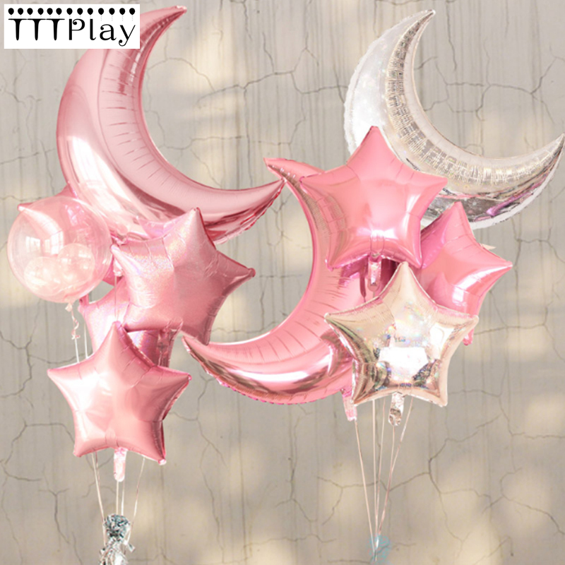 

Party Decoration 5pcs 18inch Star Foil Balloons Wedding Supplies 1pc 36inch Baby Shower Birthday Moon Helium