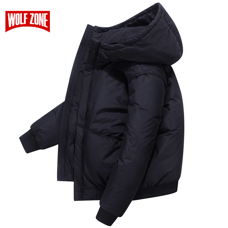 

Fashion Short Cotton Clothes 2020 New Winter Windproof Warm Mens Coat Casual Simple Slim Hooded Jacket Men, Black