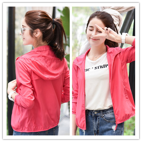 

Protection Clothing Female Sun Summer Transparent Jacket UV Large Size Hooded Coat Women Skin Clothes Chaquetas KJ460, Blue