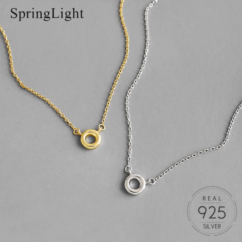 

Springlight Simple All-match Round Tiny Clavicle Pendant Necklace Real 925 Sterling Silver Fine Jewelry Necklace for Women