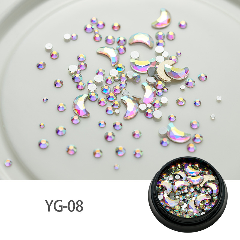 

1 Box AB Color Moon Star Nail Rhinestones 3D Crystal Gems Jewelry Nail Art Decorations DIY Charms Stones Manicure Accessories