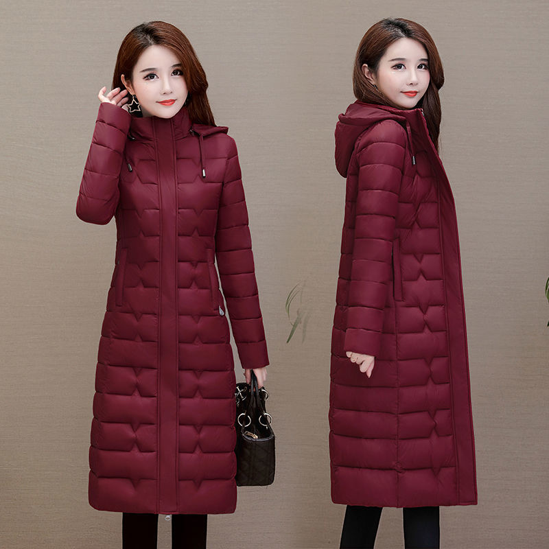 

2020 New Winter Middle Age Women Hooded Warm Coat Slim Cotton Padded Basic Jacket Female Casual Long Plus Size 4XL Parkas A313, Red