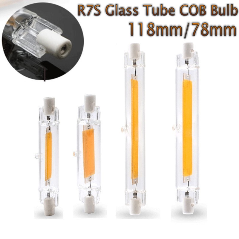 

LED Bulb R7S Glass Tube 118MM 40W 30W 78MM 20W 15W COB Corn Lamp J78 J118 Replace Halogen Lighting 55W 95W AC 220V Lampadas