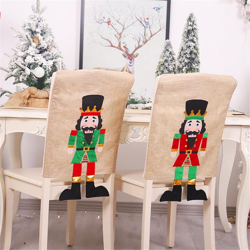 

Christmas Chair Cover Cartoon Walnut Figure Chair Back Cover Decorative Slipcovers for Home New Year Decor Christmas Decoration