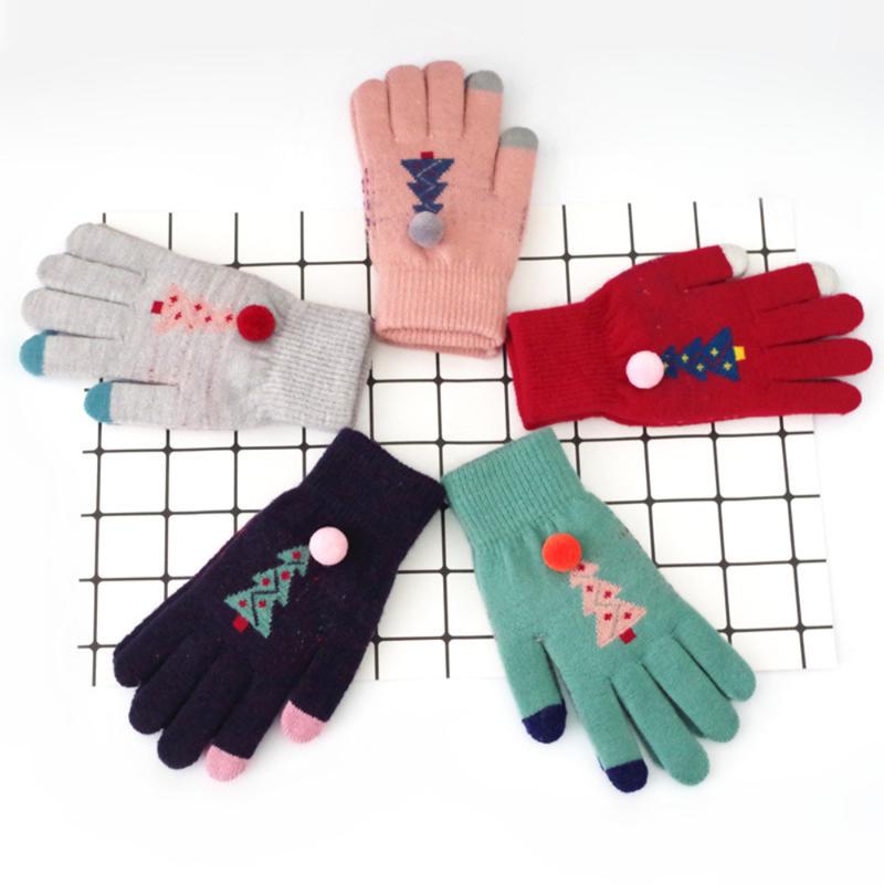 

Winter Warm Women Knitted Cashmere Mittens Girls Stretch gift Gloves Mitten guantes eldiven handschoenen 40FE21
