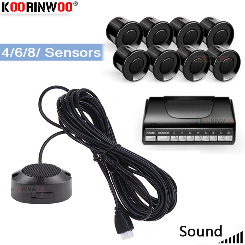 

Koorinwoo Adjustable Speaker Parktronic Car Parking Sensors 8 4 Probes Front BacK Buzzer Alert Car Detector Parking Assistance