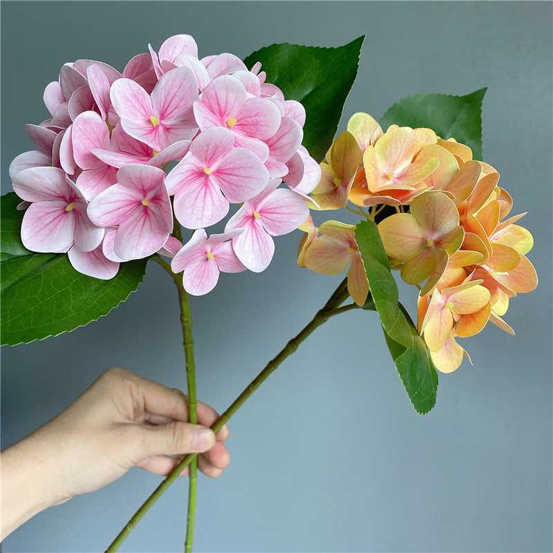 

Luxury 3D printing hydrangea branch with green leaves real touch artificial flowers home table office wedding decoration flores