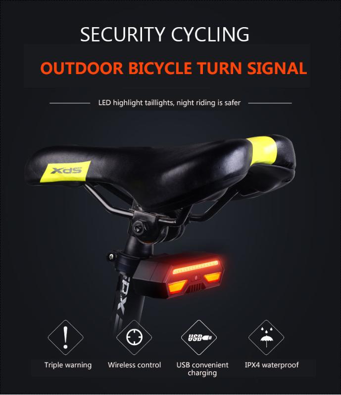

Bicycle Tail Light IPX4 Waterproof, Rechargeable Remote Control Turn Signal Light, Bicycle Light Equipment, Safety Warning