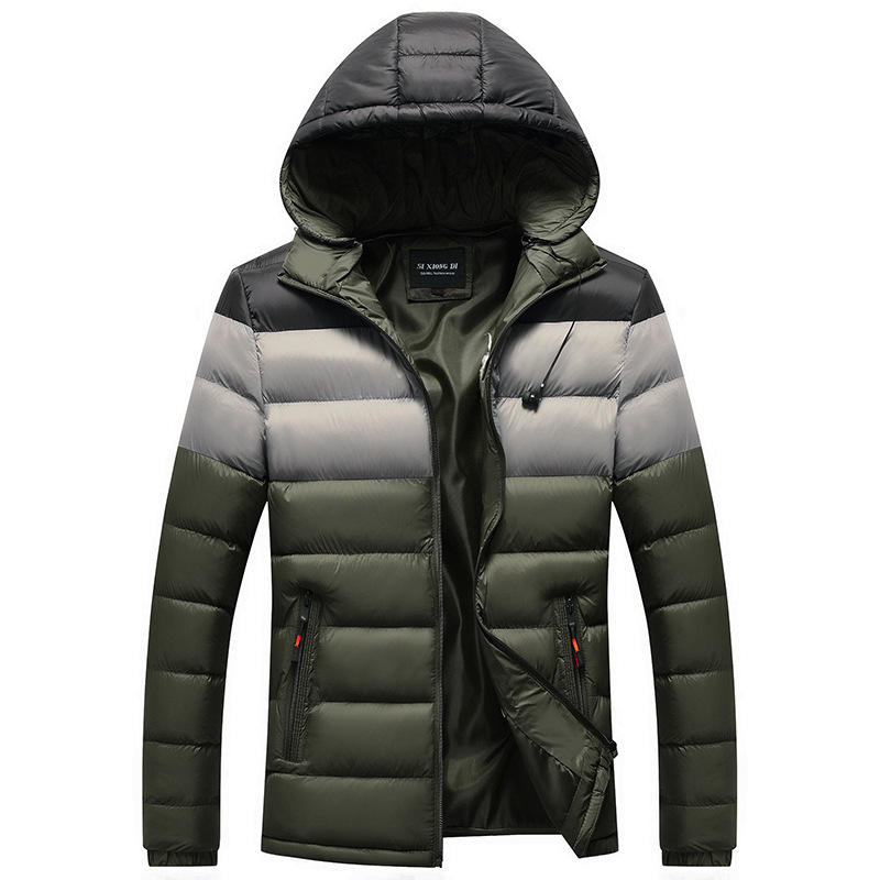 

Winter Men's New Coats Warm Cotton Jackets Patchwork Cotton-filled Casual Thick Hooded Parkas Men Overcoats Hat Detachable,9815, Black
