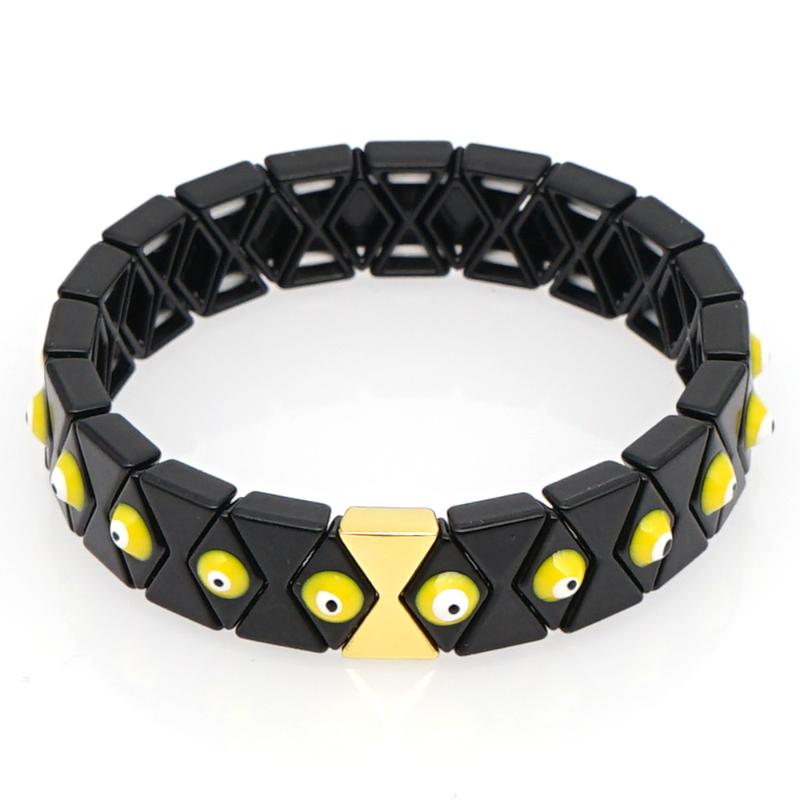 

Shinus Turkish Evil Eye Bracelet For Women Black Yellow Men Enamel Tile Beads Bracelets Mujer Moda Jewelry Fashion DIY