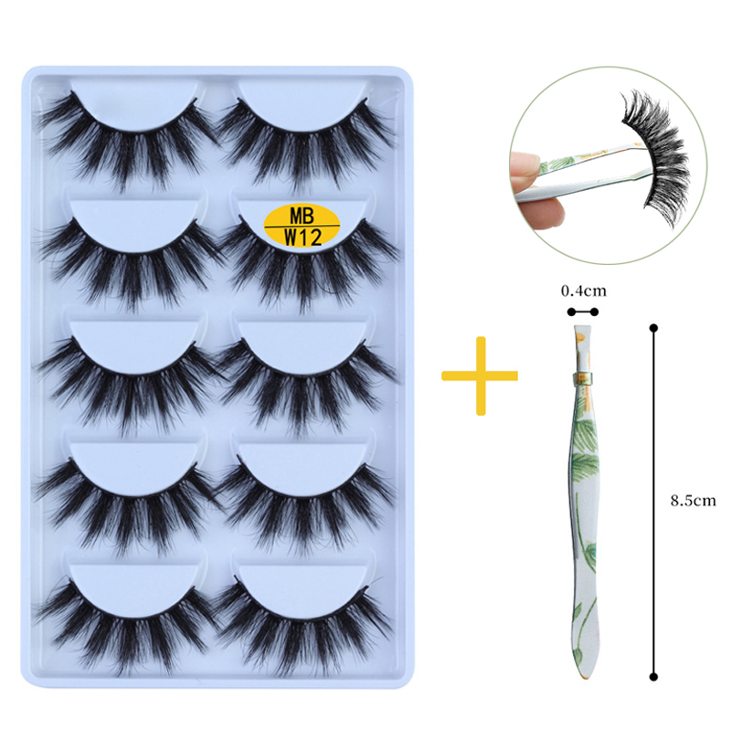 

New 5 pairs 3d 100% Mink Lashes Handmade False Eyelash Thick Soft Volume Mink Eyelashes Set faux cils natural