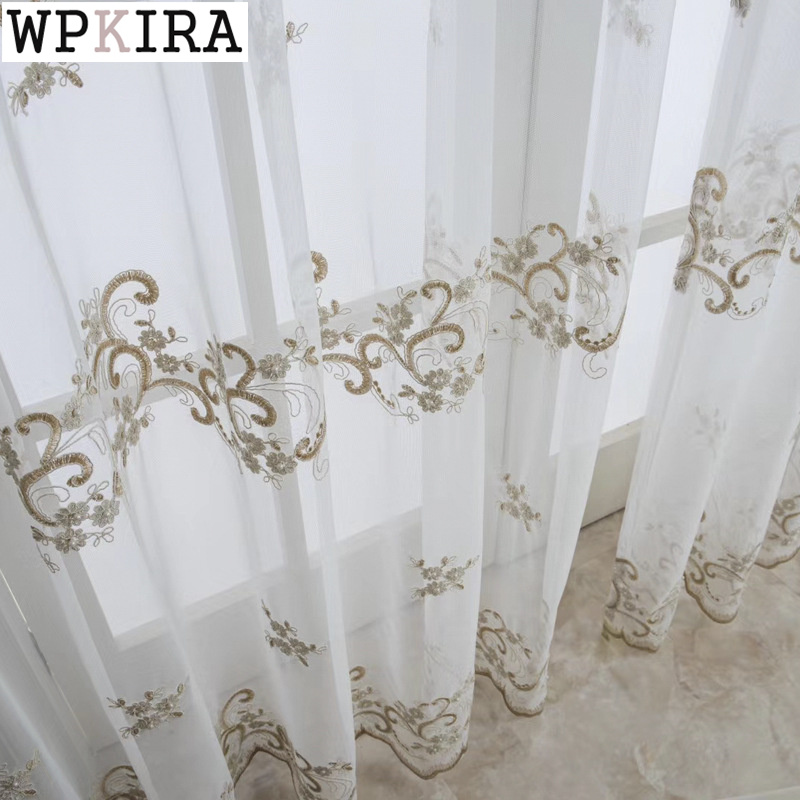 

Europe Luxury Pearl Curtain for Living Room Delcate Sheer Curtain for Bedroom Lace Tulle Drape Mesh Fabric Window S490#40, Pearl tulle