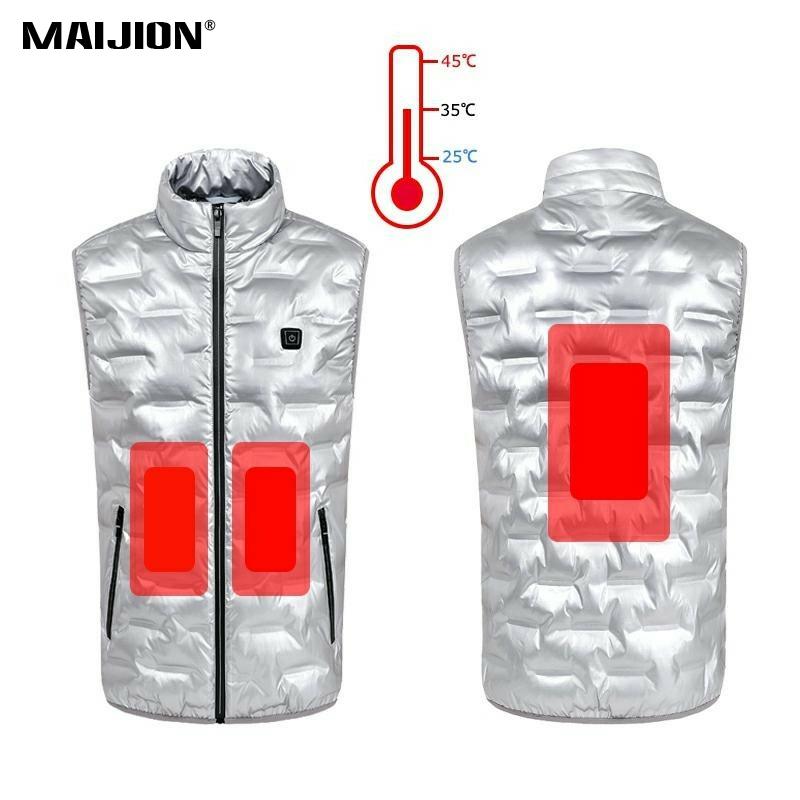 

Men Intelligence Heating Keep Warm Waistcoat Sleeveless Hiking Vests Male Fishing Climbing Sports Clothing Outdoor Tops Washable, Heating pads