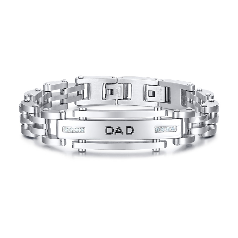 

Stainless Steel Bracelet Father's Day Gift Family CZ Stone Bracelets for Men