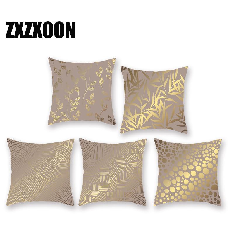 

Gold Geometric Decorative Pillows Case 100% Polyester Geometric Cushion Cover Sofa Home Car Chair Bedroom Capa De Almofadas, 17