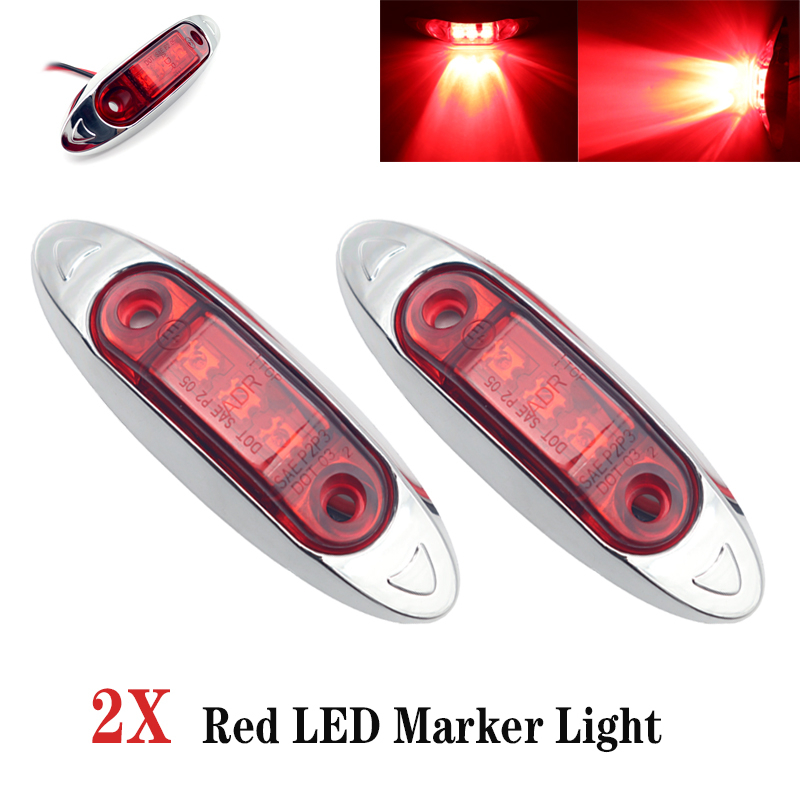 

2pcs 3LED 12V/24V Car Trailer Truck Clear Side Marker Lamp Indicator Lorry Caravan RV Turn Signal Light Red Waterproof Light, As pic