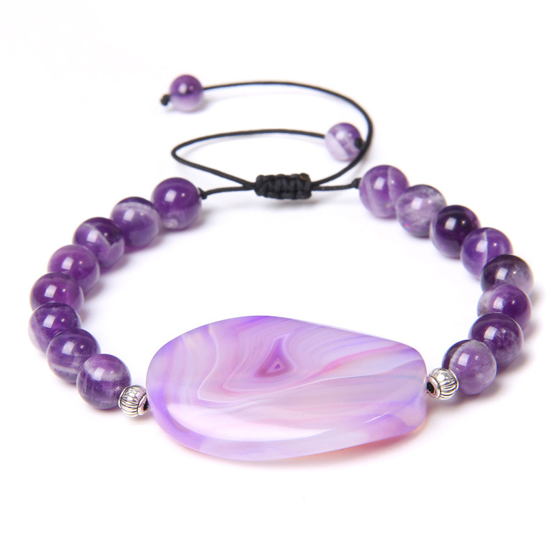 

Boho Bracelet Hand Woven Natural Stone Sheet Bracelet Energy Adjustable Yoga Charm for Women