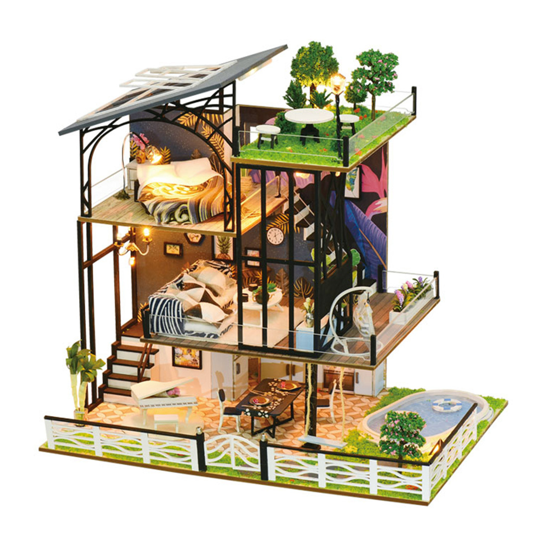 3x DIY en miniatura paisaje casa de muñecas artesanía feengarten resina Dollhouse donde