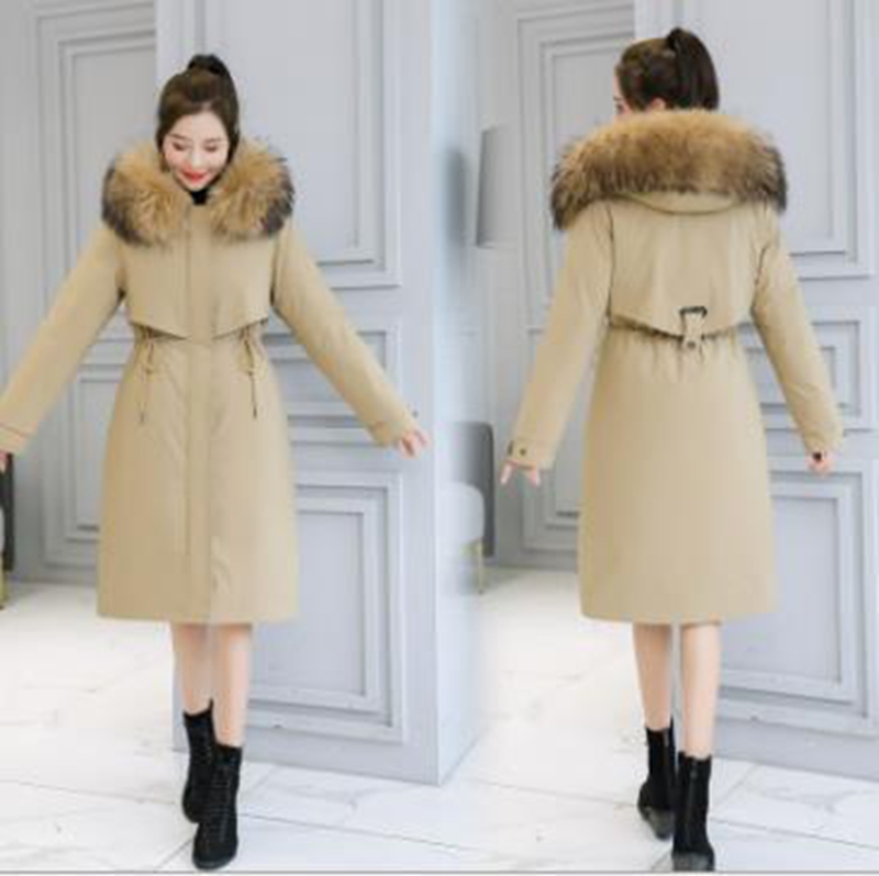 

Wholesale women's winter new mid-length plus velvet slim slimming cotton coat, Dark blue