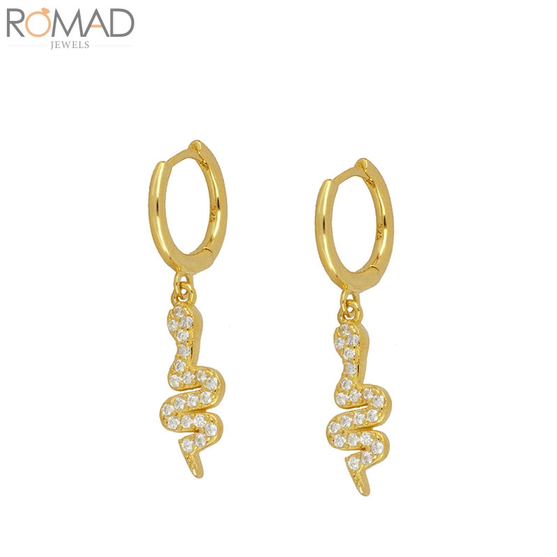 

ROMAD 925 Sterling Silver Hoop Earrings For Women Snake Zircon Serpent Earring Hoops Snack Earings Luxury S925 Jewelry Pendiente