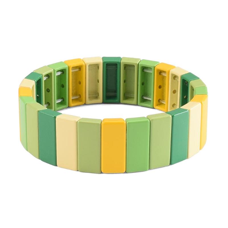 

Tile Rainbow Bracelets Handmade Tile Beaded Stackable Stretch Bangle Bracelets for Woman Friendship Strand Gift