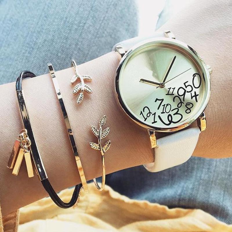 

2020 3 pcs Hot Sale Women Bangle Jewellery Leather Rope Crystal Bead Simple Bracelet Charm Leaf Bangles Set Lady Birthday Gift