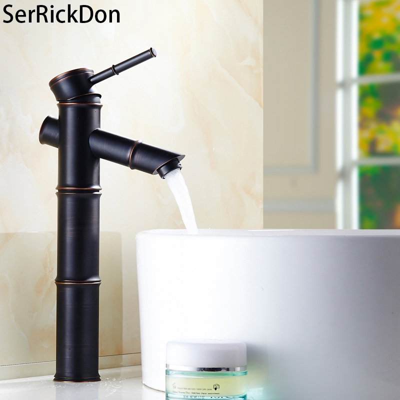 

Basin Faucet Oil Rubbed Bronze Bamboo Style Faucet Finish Brass Sink Single Handle Hot and Cold Water Tap Bathroom