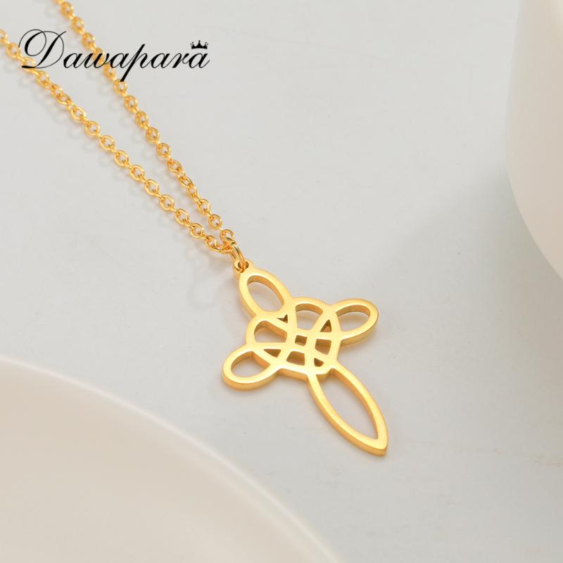 

Dawapara Celtics Knot Cross Pendant Necklace Women Center of Divine Energies Christian Viking Stainless Steel Jewelry