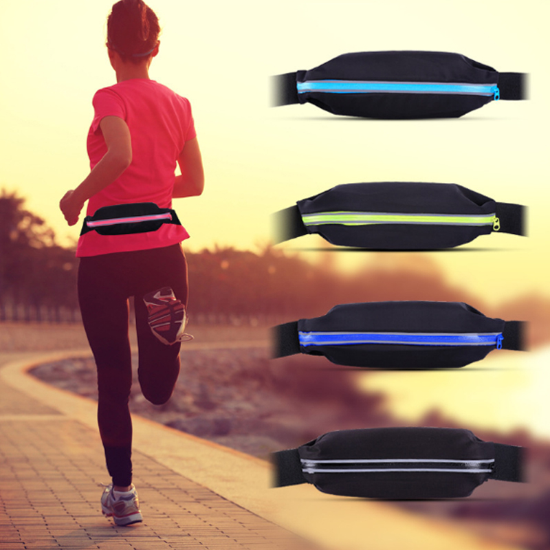 

Outdoor Running Bag Women Men Gym Bag Money Phone Belt Pouch Waterproof Reflective Strip Belt Waist Pack, Pink