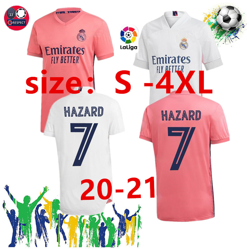 

2020 2021 Larger size 2XL 3XL 4XL Real madrid soccer Jersey 20 21 BALE #11 ASENSIO #20 HAZARD 7# sergio ramos #4 patch football shirts, Red