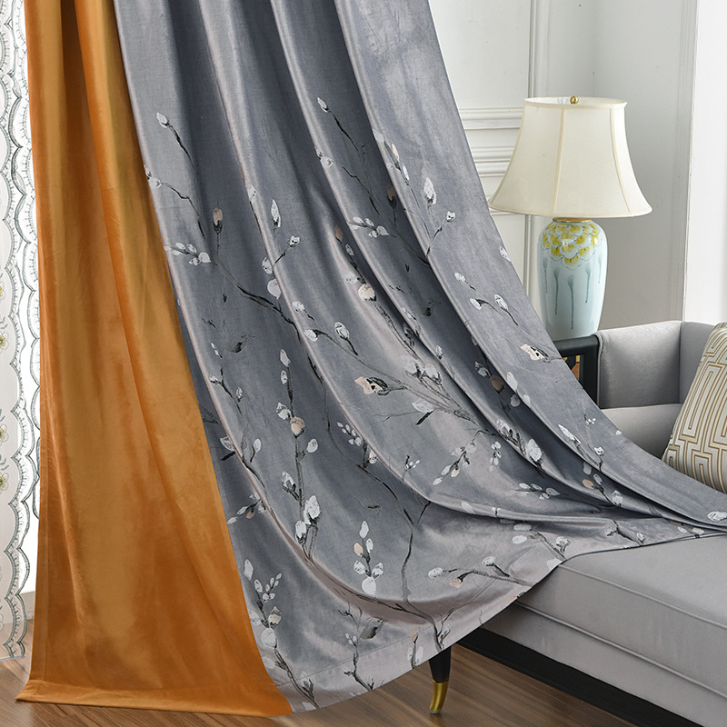 

Pure Color Modern Simple Kapok Flannel Embroidery Stitching Curtains for Living Room Bedroom Decorative Items Living Room, Tulle