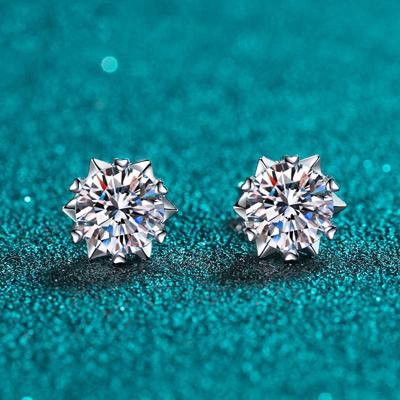 

BOEYCJR 925 Silver 0.5/1ct F color Moissanite VVS Fine Jewelry Diamond Stud Earring With national certificate for Women Gift