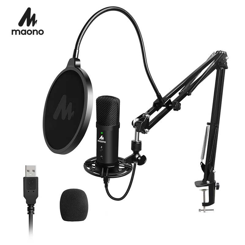 

MAONO Professional Condenser Microphone USB Computer Mic With Mute Button&Audio JACK for Podcasting YouTube Gaming Recording