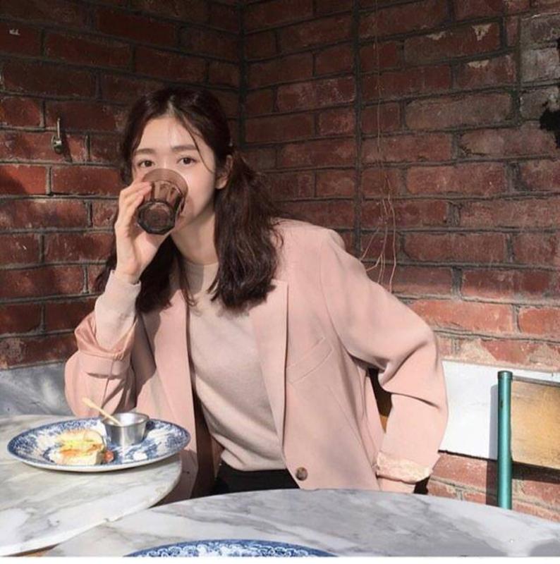 

2020 spring and autumn new loose casual suit jacket pink small suit jacket women
