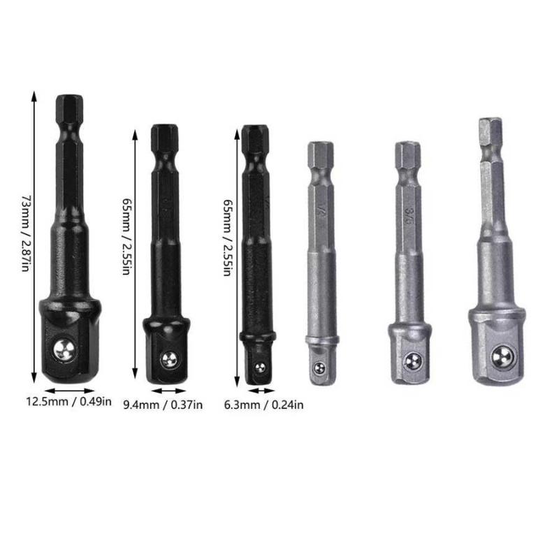 

Drill Bit Socket Adapter 3Pcs Socket Adapter 1/4 inch Hex Shank to 1/4inch 3/8 inch 1/2inch for Drill Bit Driver