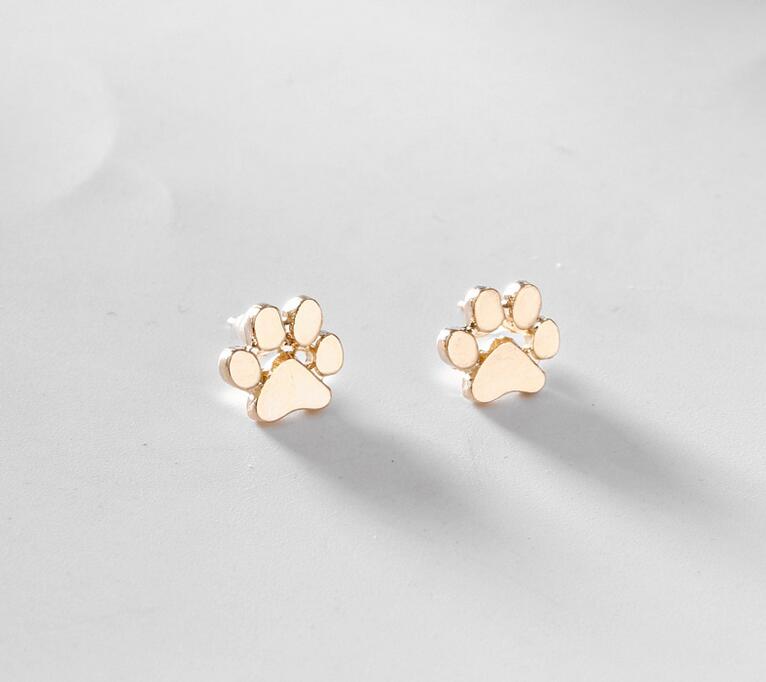 

NEW pet cat dog lover paw print stud earrings Puppy Memorial Minimalist earring cute animal footprint gold silver plated earrings