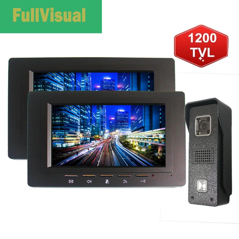 

Fullvisual 7 Inch Wired Video Door Phone Video Doorbell Intercom Waterproof 1V2 or 2V1 1200TVL Outdoor Camera Infrared Night