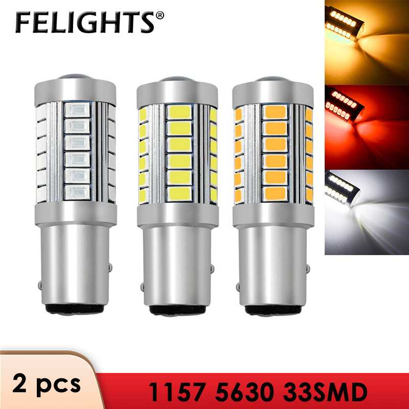 

2x 1156 LED Bulb 1157 BAY15D Car Turning Light 33 SMD 5630 5730 Auto Tail Brake Reverse Signal LED Lamp 12V DRL White Red Yellow, As pic