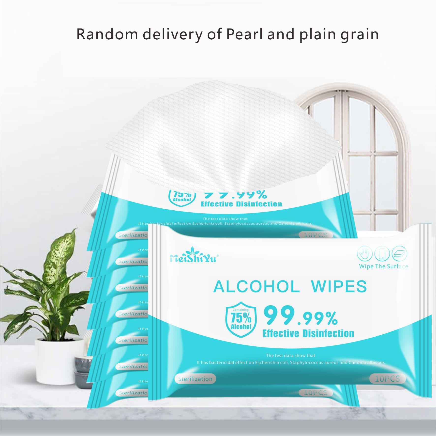 

10 sheets/pack 75% Alcohol Disinfecting Wet Wipes 180mm*150mm Portable Sterilization Cleaning Paper Tissue Moist Towelette Wipes