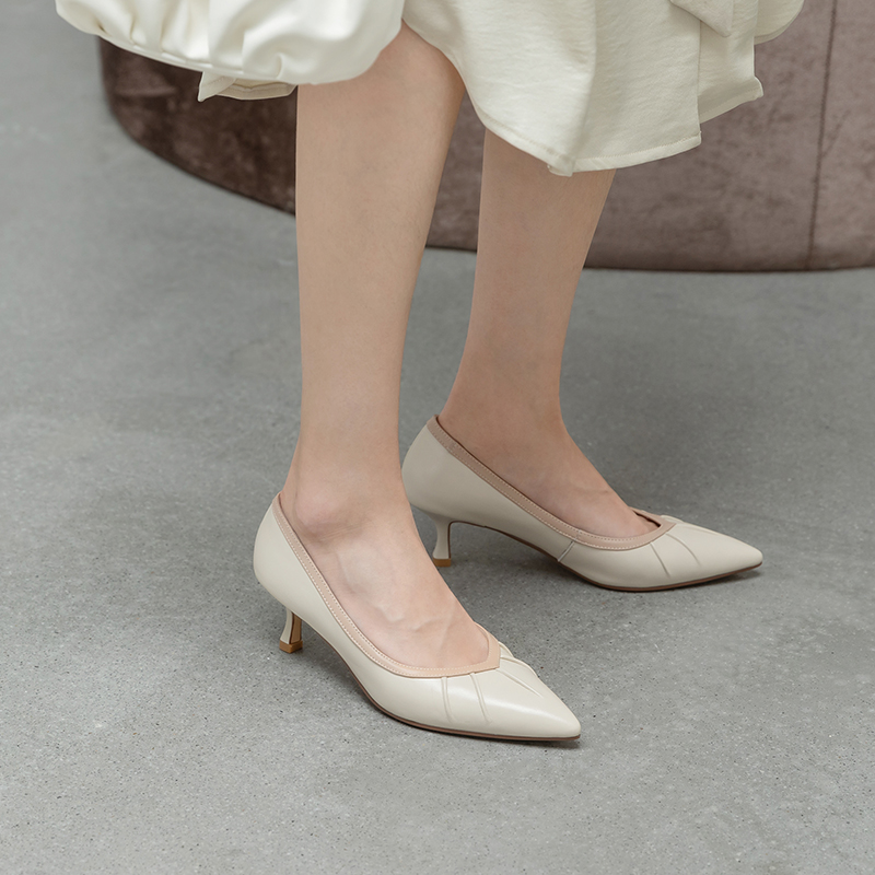 

The New Autumn 2020 High-heeled Shoes Matching Color, Shallow Mouth, and Thin Single Shoes Thin Heels High (5cm-8cm) Fashion TPR, Coffee
