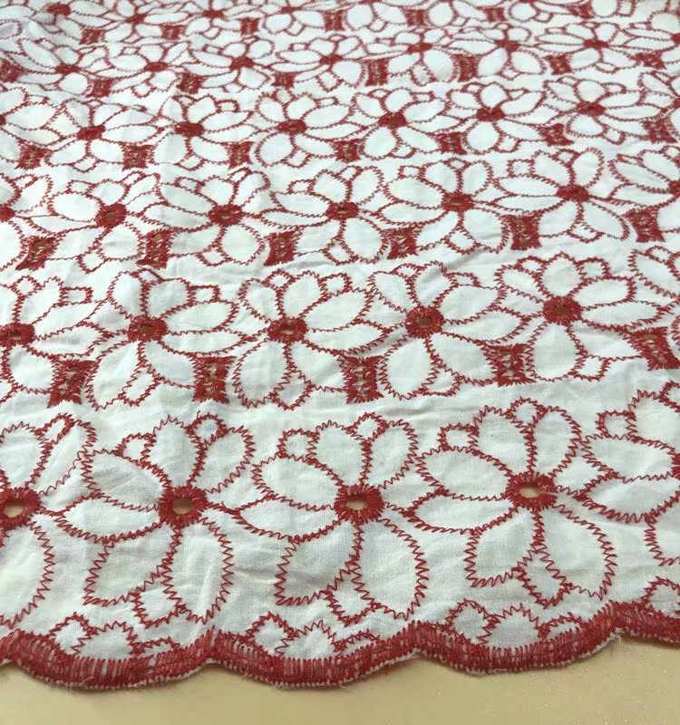 

New Coloful Cotton Cloth Embroidered Lace Fabric Width 130cm Handmade DIY Clothes Dress Home Accessories FD05