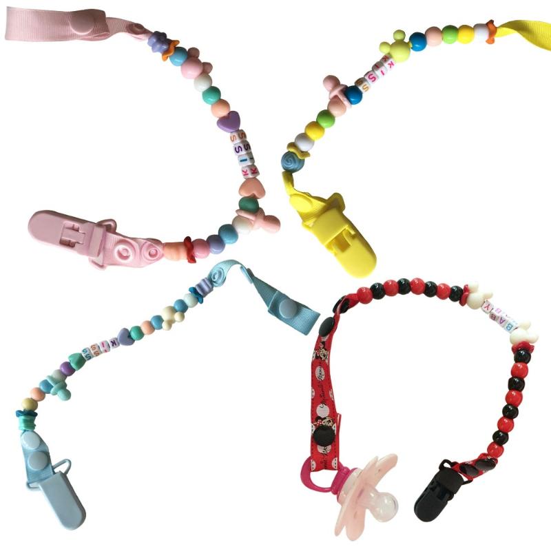 

New Colourful Baby Pacifier Clip Pacifier Chain Hand Made Funny Beads Dummy Clip Baby Soother Holder For Kid