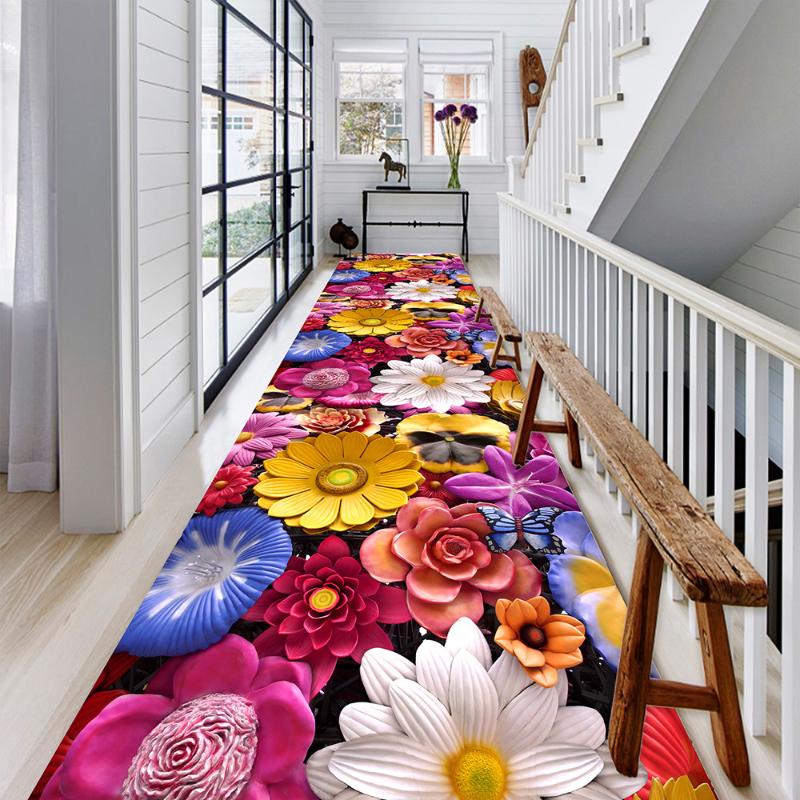 

Home Decor Corridor Carpets 3D Flower Plant Balcony Area Rug Kitchen Bedside Mat Doormat Rug Carpet for Home Living Room, No-01
