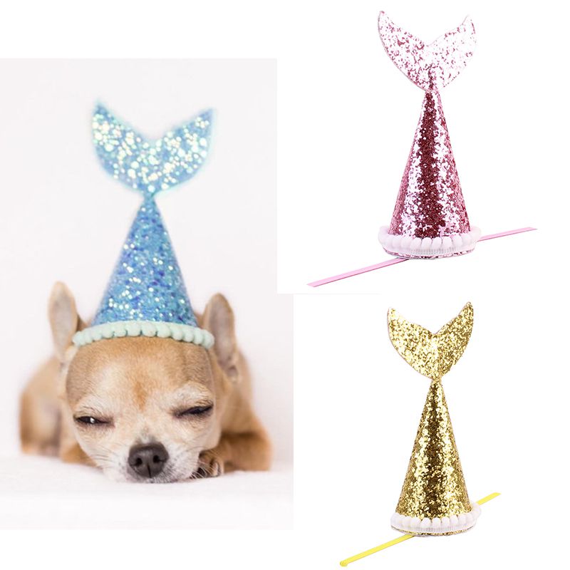 

Dog Hat Pet Birthday Party Cosplay Decorative Fish-tail Costume Dog Accessories For Small Dogs Best Gift For Comfortable, Black